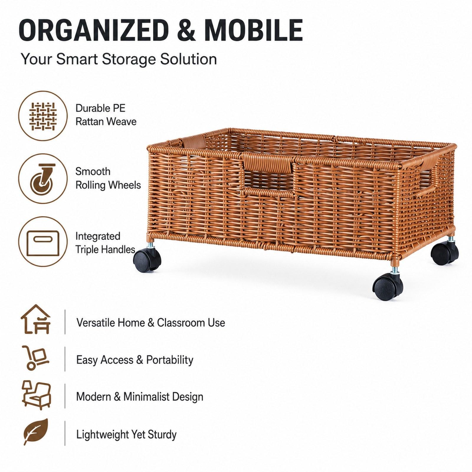 Home Decor On Wheels - Badezimmer-Aufbewahrungskorb mit Rollen, Wäschekorb, Behälter für