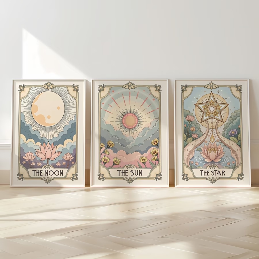 Home Decor Nz - Moderner Boho-Tarot-Wandkunstdruck mit Sonne und Mond,