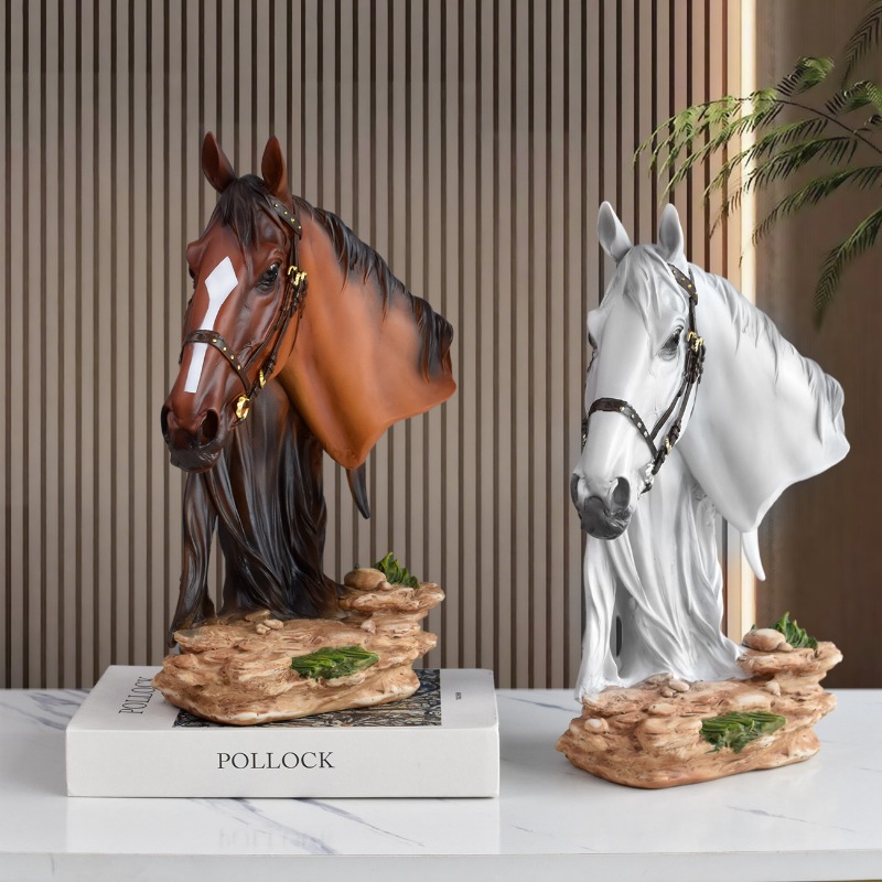 Victory Home Decor - Hochwertige Europäische Stilharz-Pferdestatue, Wohnzimmer, Schrank, Büro
