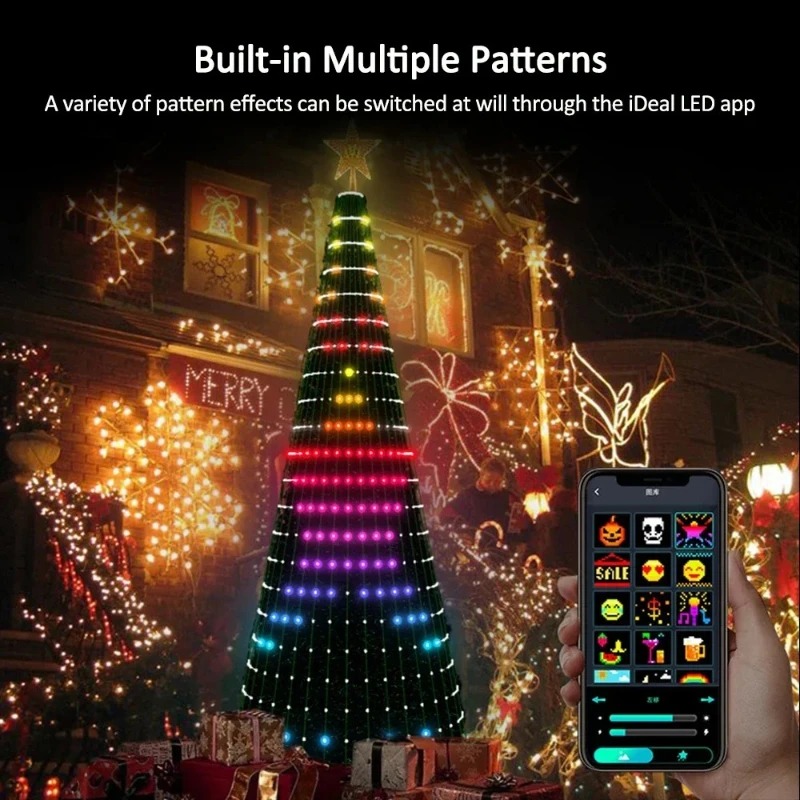 Home Decor App Free - Weihnachtsstern-Baumbeleuchtung RGB LED, Bluetooth APP-gesteuerte Lichterkette