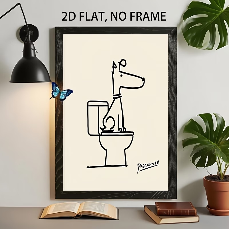 Home Decor Nz - Moderne, retro-freudige Hundetoilette Picasso Line Wandkunst,