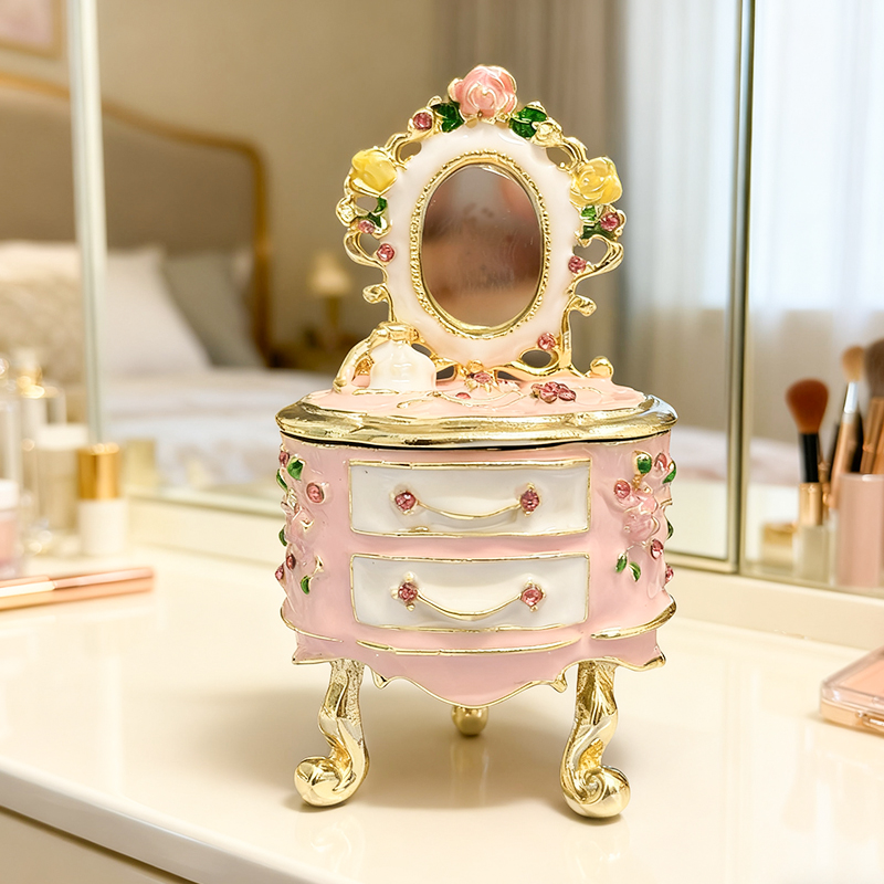 Vanity Home Decor - Handbemalte kleine Schmuckschatulle für den Schminktisch