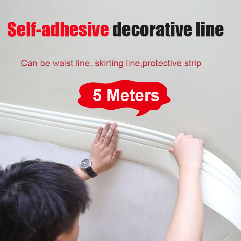 Home Decor Wall Molding - 5M Selbstklebende Wandverkleidung NBR Sockelleiste Flexible