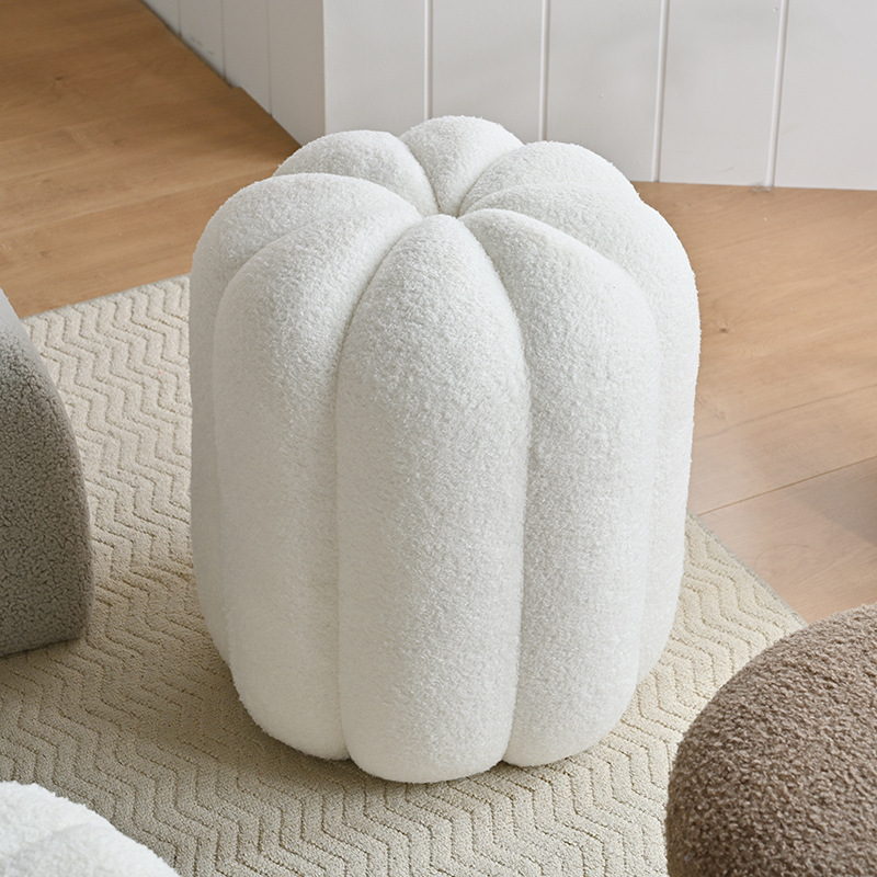 Vanity Home Decor - Einfache Schminktischhocker in Kürbisform aus Teddy-Samt