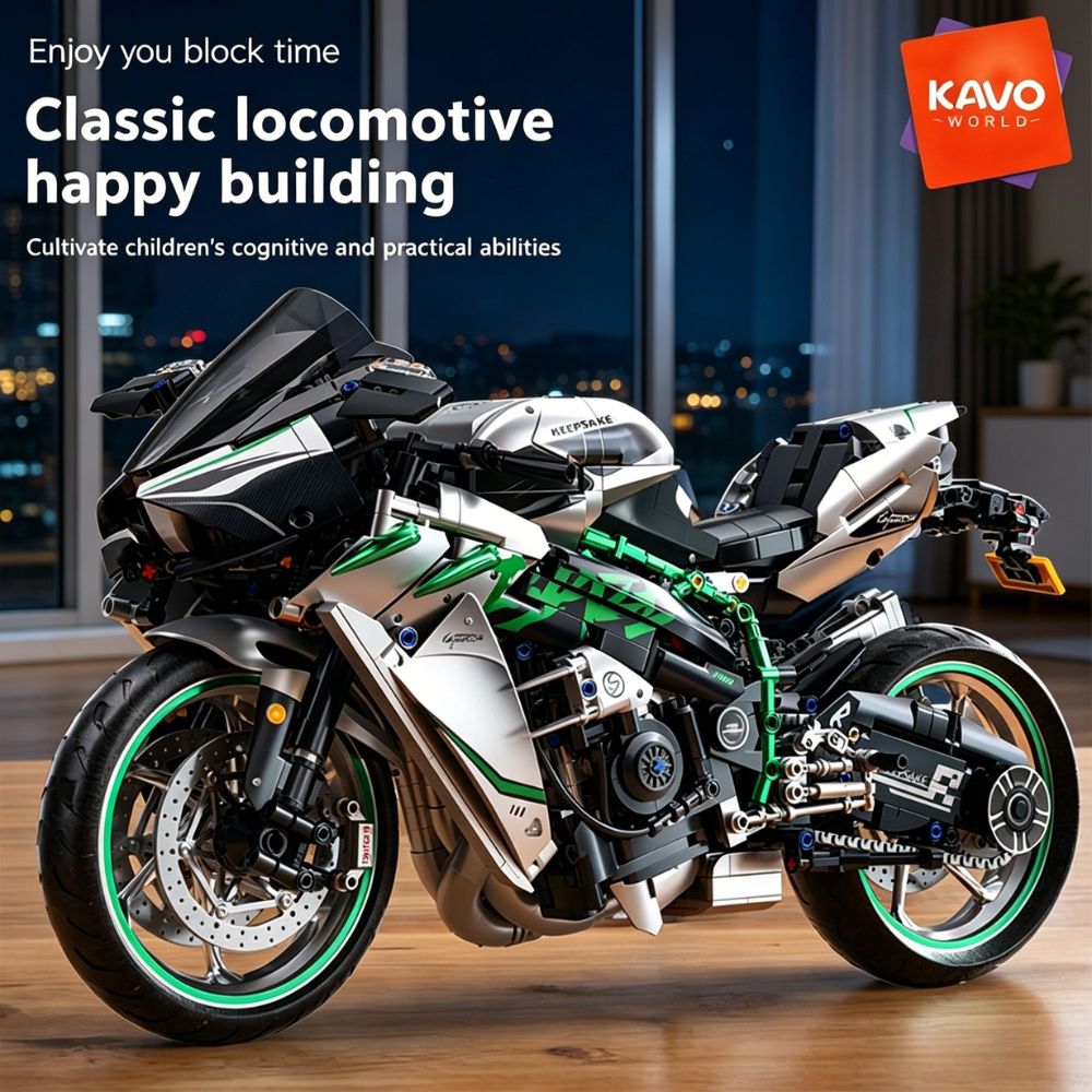 Home Decor On Wheels - KAVOWORLD 1:5 Klassische Lokomotiv-Motorrad-Bausteine 2248 Teile