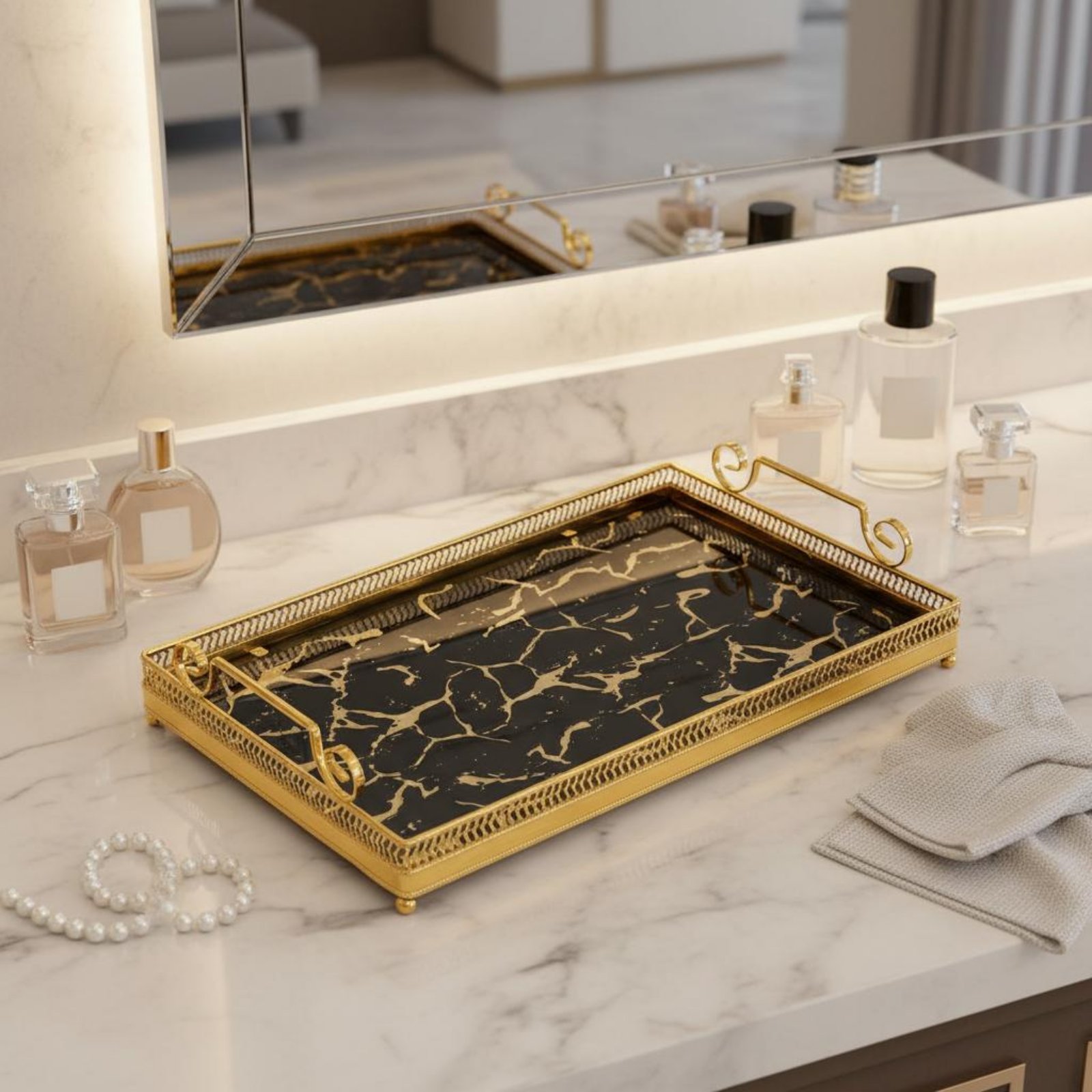 Vanity Home Decor - Dekoratives Spiegeltablett im Nordischen Design, Spiegeltablett