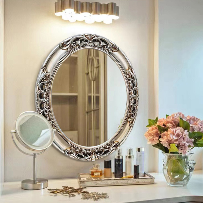 Vanity Home Decor - Europäischer Ovaler Hohlspiegel für Badezimmer, Wandmontierter