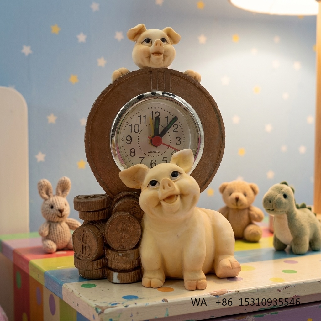 Home Decor Handmade - Maßgefertigte Handgemachte Handbemalte Niedliche Cartoon-Tier Schweinchen-Uhr