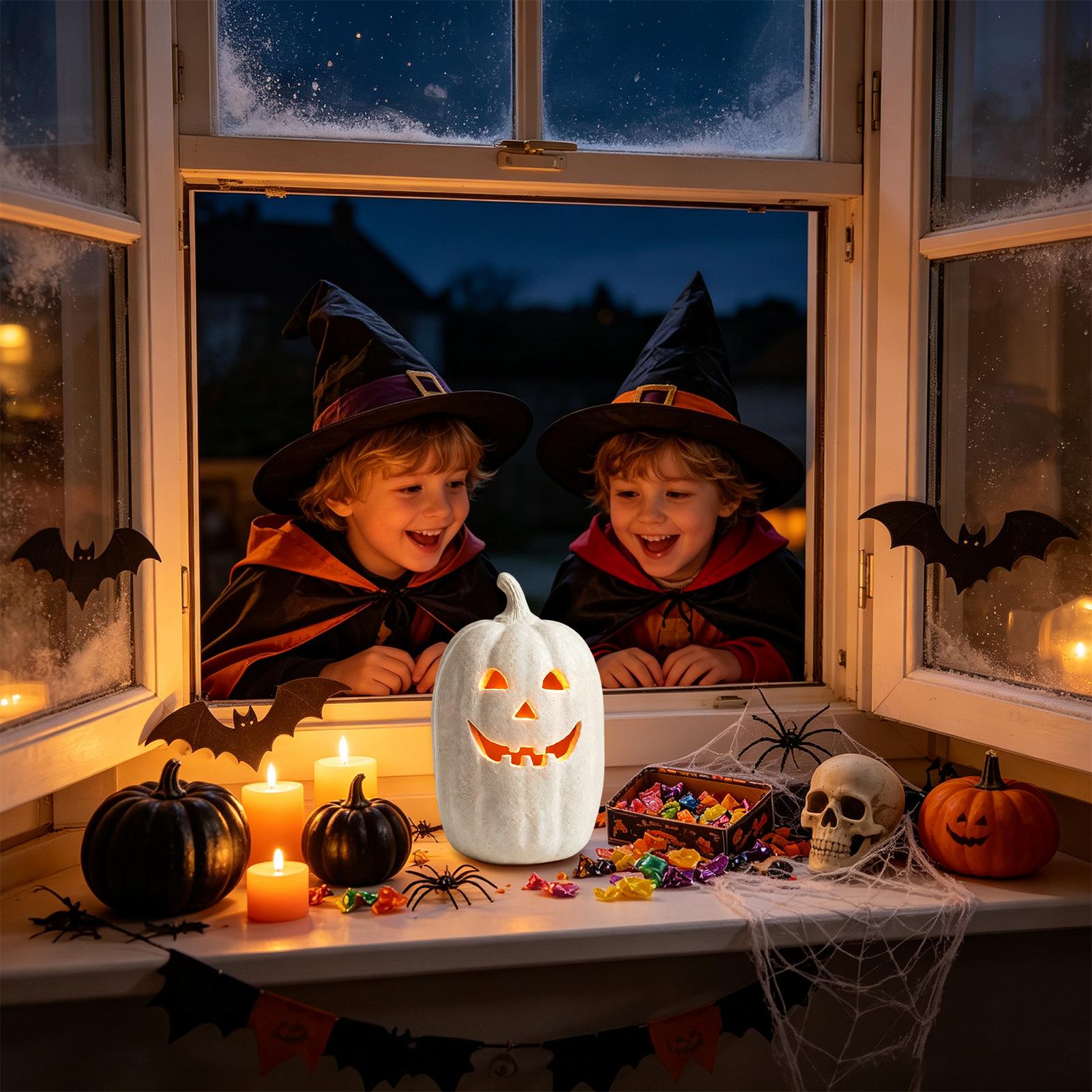 Home Decor Handmade - Halloween-Kürbis-Deko aus Kunstharz, handgefertigte Kürbislaterne, Halloween-Heimdekoration