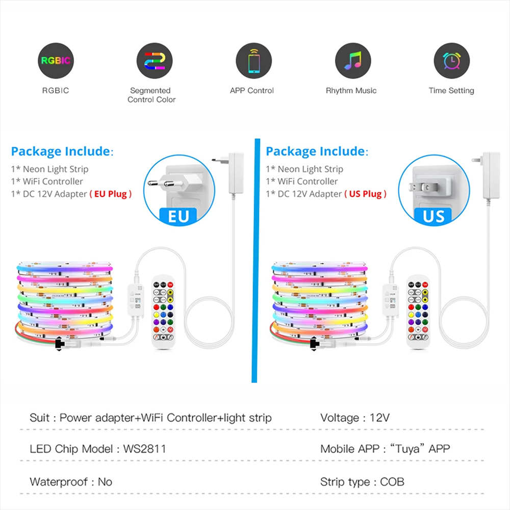 Tuya WiFi WS2811 RGBIC COB LED – Home Decor App Free Bewertung und Preis