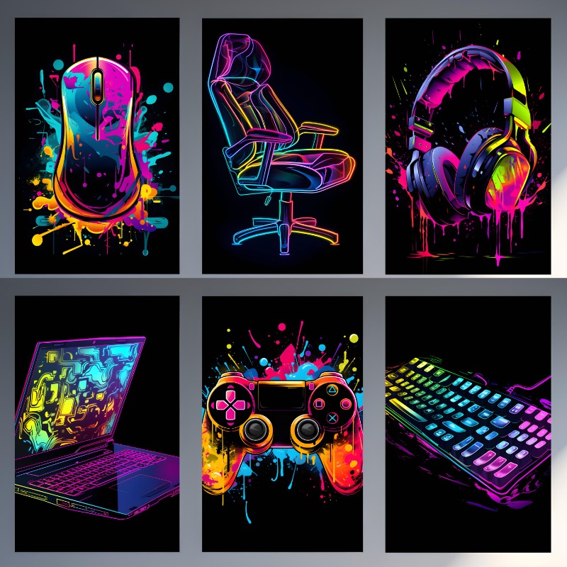 Aquarell Neon Videospiel Poste – Home Decor Xbox Games Bewertung und Preis