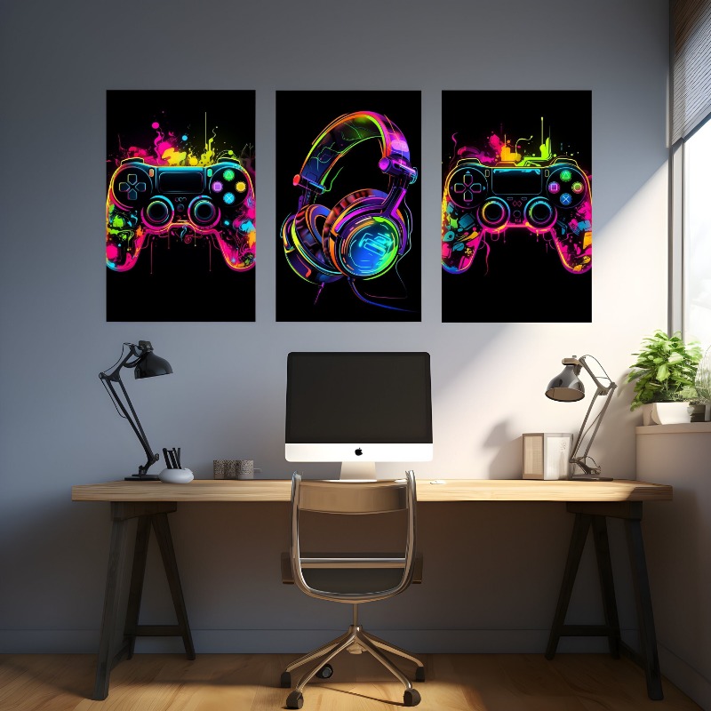 Aquarell Neon Videospiel Poste – Home Decor Xbox Games Bewertung und Preis